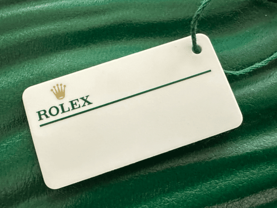 Weißes Hangtag Rolex Uhr Modell Seriennummer Informationen Box S M L